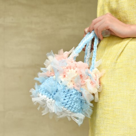 咲き編みフラワーバッグ～ラブリーパステル