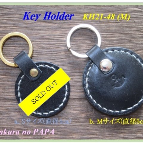 ◆牛革のキーホルダー「円」　 「錨」マーク　KH21-48(M)