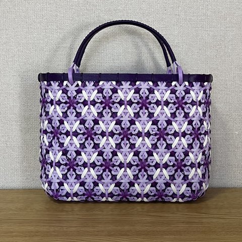 B5サイズ   六つ目華編みのバッグ   アーガイル紫