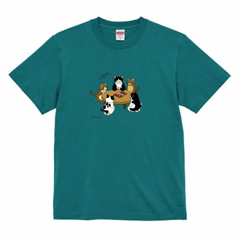 Tシャツ　猫の家族会議　濃色系