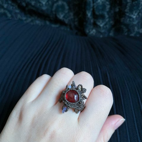 red spinel × tanzanite / talisman ring #マクラメリング