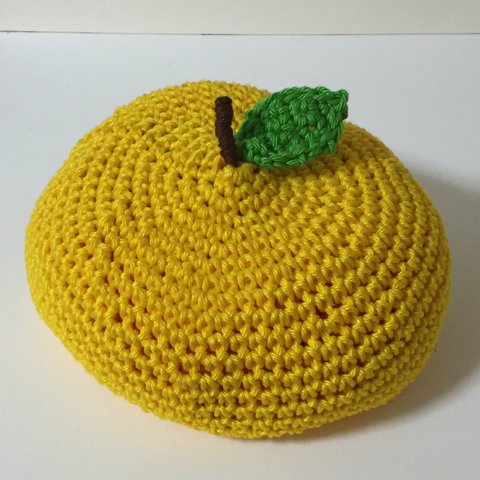 【春夏用】黄色りんご帽子 ベビーサイズ(コットン毛糸)