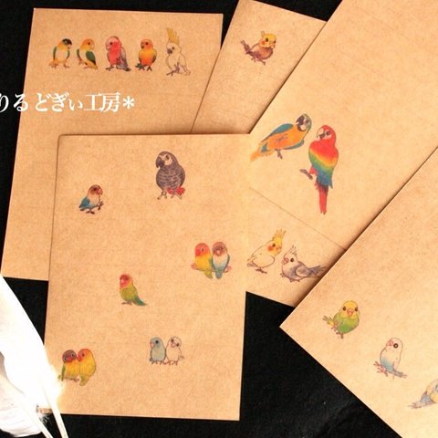 【ミニレター】色とり鳥インコちゃん イラストシリーズ