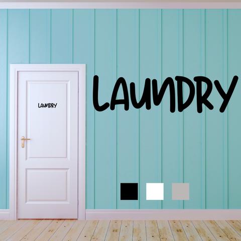 【賃貸OK】LAUNDRY ウォールステッカー ランドリー ポップ ３色 ドアステッカー シール