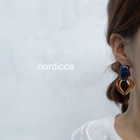 【earring】bekkou♢navy marble