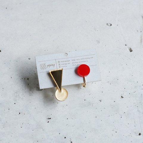 PIN！イヤリング/GOLD×RED