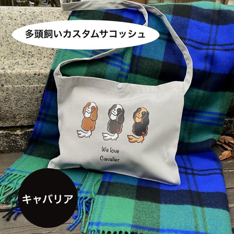 キャバリア:うちの子多頭飼いカスタムサコッシュBAG