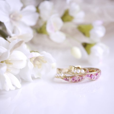 ※フリーサイズ＊Flower Pave Ring＊ 