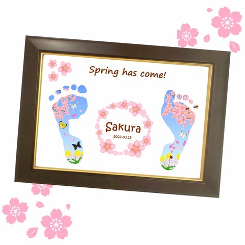 【横】春の訪れ🌸季節の足形アート