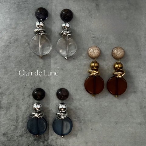 ｛3color｝Clear color pierce／earring