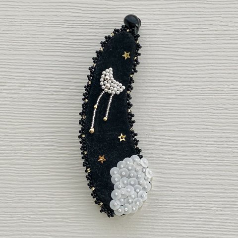 刺繍バナナクリップ  [ le croissant de lune ]  black