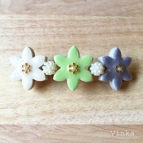 ＊Clematis＊ Blue×Green×Beige〈タイルバレッタ〉