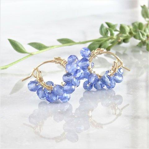 指原莉乃さん着用14kgf Blueberry Quartz wrapped pierced earring /earring フープピアス