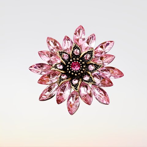 H2043 【お花】八角星 フラワー ブローチ/④ピンク