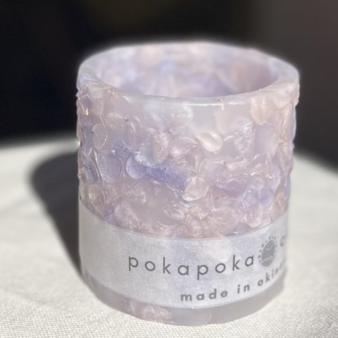 〜花明かり 紫陽花〜　purple  　：LEDライト付き　キャンドルホルダー　ボタニカルソイキャンドル　プレゼント・ギフト・インテリアにも　華やか