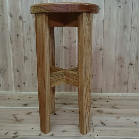 欅作りの椅子、丸椅子、無垢材
