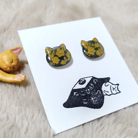 猫型 モダン柄 ✱ ピアス ✱ ハンドメイド