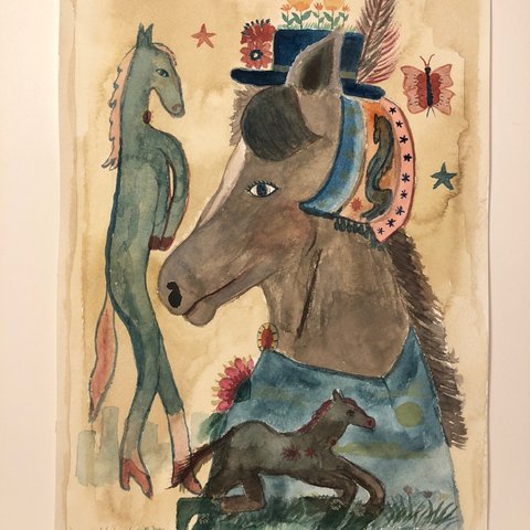 「ある馬の肖像」水彩原画作品 額縁付き