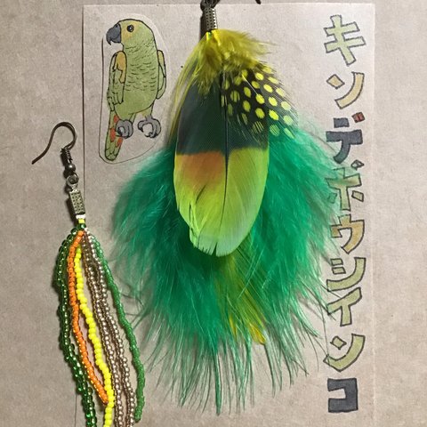 受注生産★鳥ピアス【キソデボウシインコ】