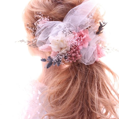 No.0042   新作♡  チュール×紫陽花 ヘアアクセ