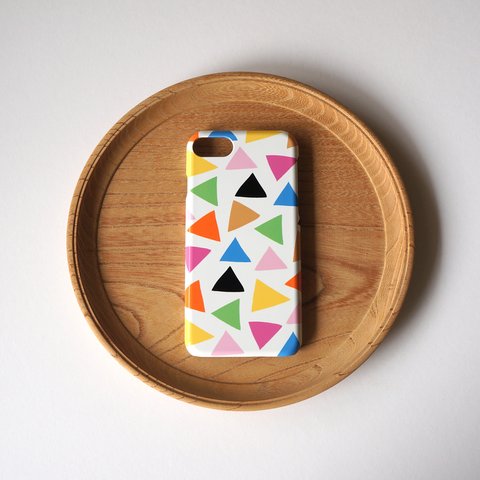 【iPhone / Android 各機種専用タイプ】側表面印刷＊ハード型＊スマホケース「cheerful triangle(colorful)」