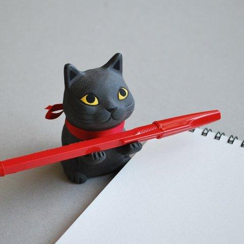 猫のペン置き(お座り猫・黒猫)【受注制作】ご注文前には必ずメッセージで納期をお確かめください