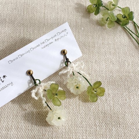 白詰草とクローバー🍀イヤリング/ピアス