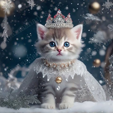 可愛い 冬のドレスを着た 猫 のアートwide（デジタルコンテンツ ダウンロード販売）