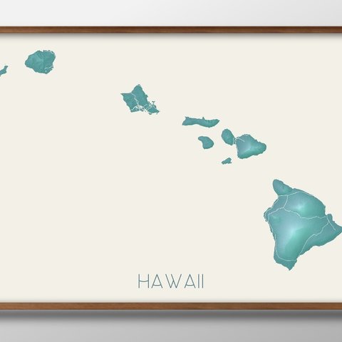 12068■A3アートポスター『ハワイ　旅行　地図　観光　南国　夏』絵画/イラスト/デザイン/上級マット紙採用/北欧