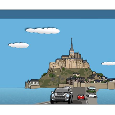 MINI アートイラスト ポスター Mont-Saint-Michel A4サイズ