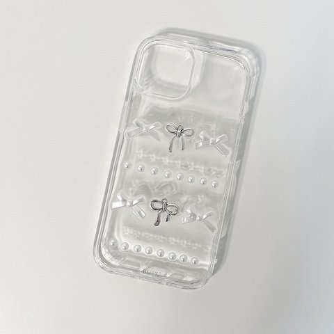 【ribbon Perl RURU iPhone clear case】韓国ガーリー iPhoneケース