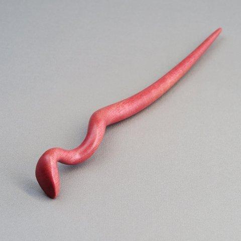 木簪 蛇のかんざし(Ｍサイズ)   木製PI/ピンクアイボリー  防水