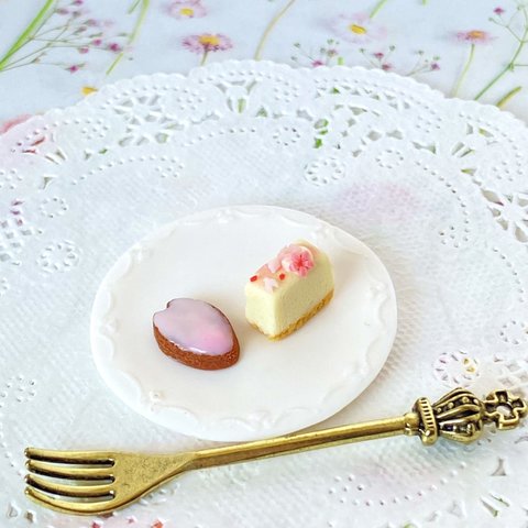 桜レアチーズケーキのイヤリング/ピアス