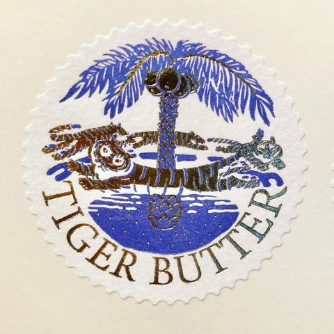 ｢TIGER BUTTER｣切手風箔押しシール