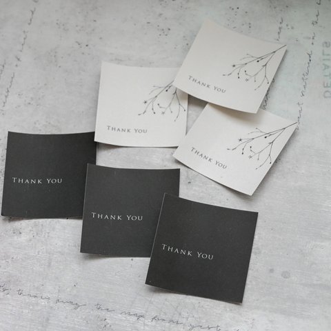 [シール]THANK YOU <3.5×3.5cm 計50枚(黒/グレージュ各25枚)>