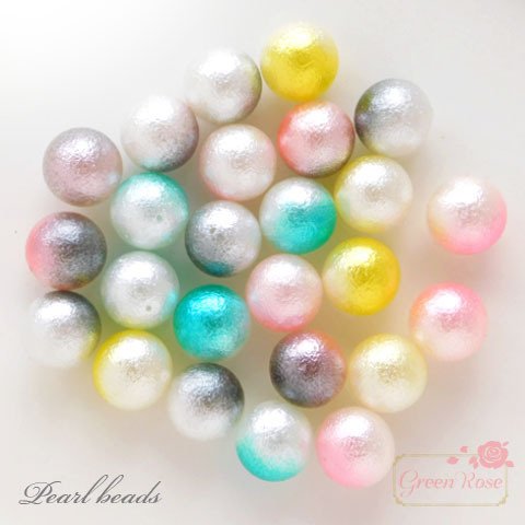 片穴 パール ビーズ 10mm 5色40個（各色8個ずつ） beads926