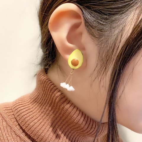 アボカドピアス♢パールお花