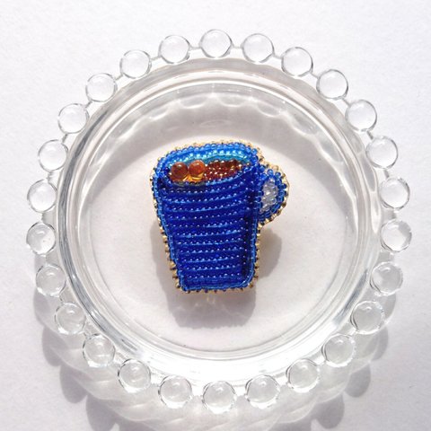 ビーズ刺繍のブローチ(13)マグカップ１