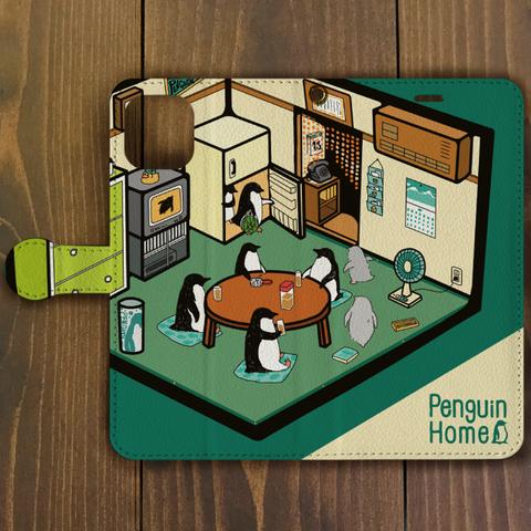ペンギン【iPhone11・iPhoneSE2対応】ペンギン・ホーム グリーン手帳型 スマホケース iPhone用【各機種あります】