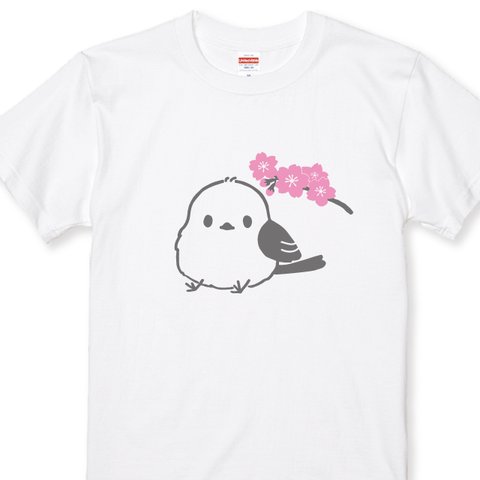 【シマエナガ】しまえながＴシャツ シマエナガ桜半袖Tシャツ全3色 綿素材