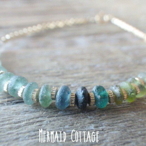 Sea Roman Glass Bracelet *14kgf*