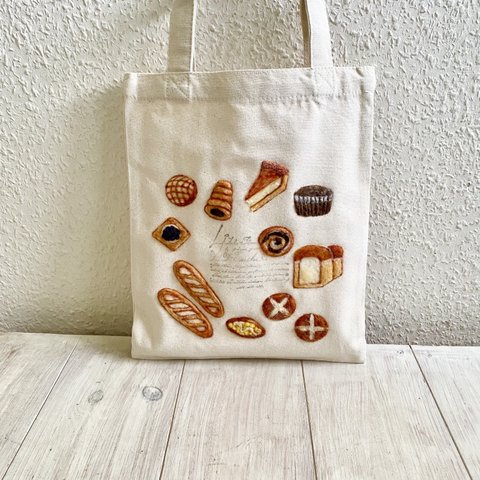 Cafe-sweets☆羊毛刺繍 キャンバストート〜☆焼き立てパン屋さん🍞🥖