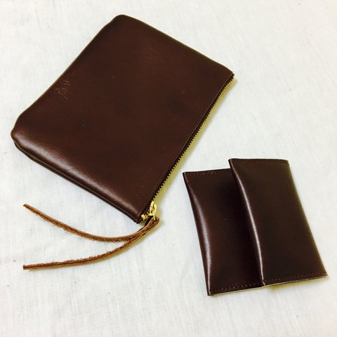 ★カード&コインケース  Dark brown レザー simple おしゃれ