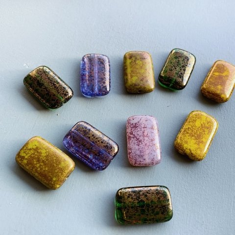 【10コセット】JIRI＊IVANA#czech beads#チェコビーズ　rectangle19✖️12㍉　luster mixassort