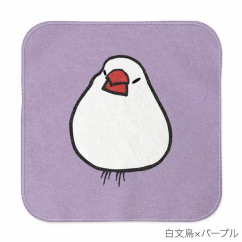 文鳥ハンドタオル おもち文鳥 白文鳥