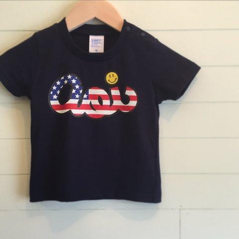 Stars And Stripes／ネイビー - ネームオーダーTシャツ