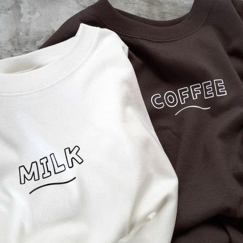 MILK COFFEE Tシャツ ユニセックス ペアコーデ ギフト オーバーサイズ
