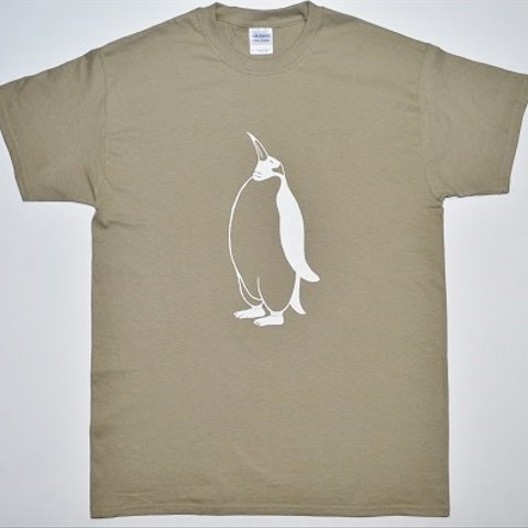 ペンギンＴシャツ、penguin, 半袖シャツ、オリーブ、オリジナルデザイン