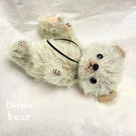 ミントグリーン色のクマちゃん ハンドメイド ぬいぐるみ テディベア Tamubear