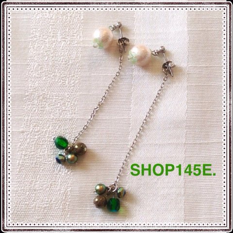 【浴衣にも】シンプル可愛い We Love Green💚〜ピアス